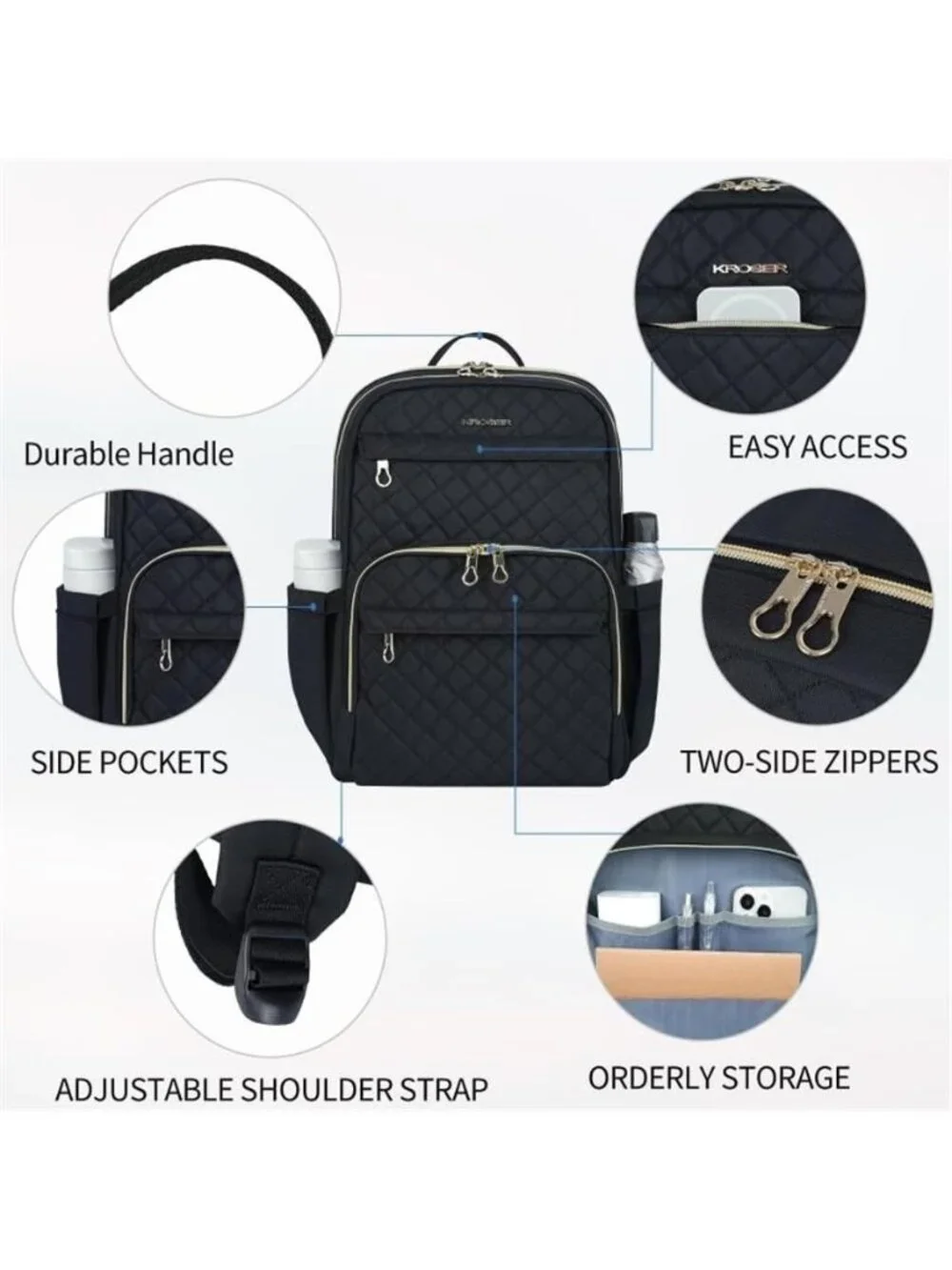 Laptop Backpack 15.6 Inch USB Charging Port Water Repellent Travel Business